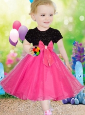 2014 Formal A-Line Scoop Tea-length Short Sleeves Little Girl Dress