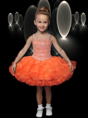 2014 Formal Straps Ball Gown Purple Little Girl Dress with Beading and Ruffles
