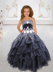 2014 Hot Pink Ball Gown Straps Little Girl Pageant Dresses with Beading