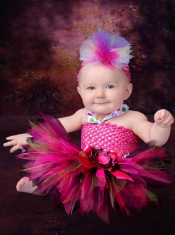 2014 Hot Pink Short Ball Gown Little Girl Dress with Halter Top