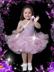 2014 Hot Pink Square Organza Knee-length Little Girl Dress