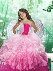 2014 Inexpensive Sweetheart Pink Beading and Ruffles Little Girl Pageant Dress