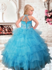 2014 Lovely Beading Little Girl Pageant Dresses with Halter