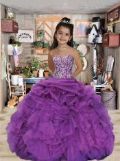 2014 Luxirious Sweetheart Appliques and Ruffles Purple Little Girl Pageant Dress