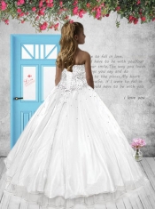 2014 Luxurious Red Little Girl Pageant Dress with Beading