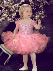 2014 Popular Ball Gown Mini-length Watermelon Little Girl Dress