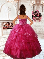 2014 Pretty Halter Hot Pink Little Girl Pageant Dresses with Beading