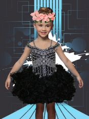 2014 Pretty Hot Pink Ball Gown Little Girl Dress with Beading and Ruffles