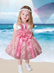 2014 Romantic Ball Gown Scoop Little Girl Dress with Zipper-up