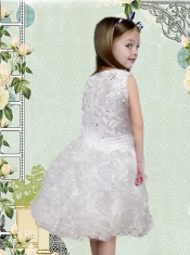2014 Romantic Scoop Red Flower Girl Dress with Beading