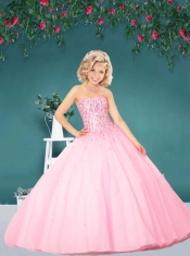 2014 The Super Hot Baby Pink Little Girl Pageant Dress with Beading