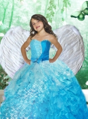 2014 Wonderful Sweetheart Blue Little Girl Pageant Dress with Beading and Ruffles