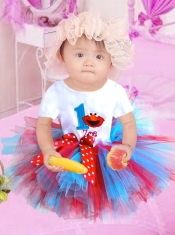 2015 Scoop Bowknot Knee-length Little Girl Dress in Multi-color