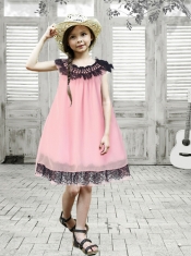 A-Line Beading and Lace Knee-length Chiffon Flower Girl Dress in Lavender