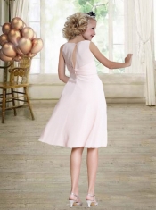 A-Line Ruching Scoop 2014 Popular Flower Girl Dress with Tea-length