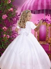 A-Line Scoop Sequins Floor-length Short Sleeves Flower Girl Dress for 2014