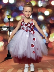 A-Line Tulle Straps Appliques Ankle-length Little Girl Dress for 2014
