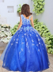 Asymmetrical Hot Sale Little Gril Pageant Dress with Beading and Appliques