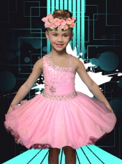 Asymmetrical Lilac 2014 Romantic Little Girl Dress with Beading and Ruffles