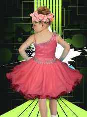 Asymmetrical Lilac 2014 Romantic Little Girl Dress with Beading and Ruffles