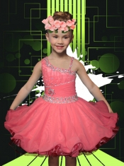 Asymmetrical Lilac 2014 Romantic Little Girl Dress with Beading and Ruffles