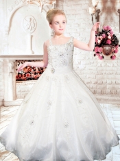 Ball Gown Asymmetrical Royal Blue Beading Little Gril Pageant Dress