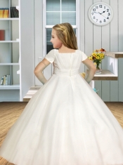 Ball Gown Floor-length Ruching and Appliques Square Flower Girl Dress for 2014