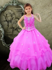 Ball Gown Halter 2014 Little Girl Pageant Dresses with Beading