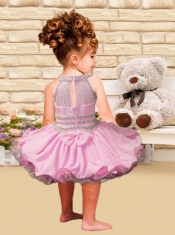 Ball Gown Halter Cute Lavender Little Girl Dress with Beading and Ruffles
