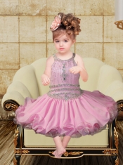 Ball Gown Halter Cute Lavender Little Girl Dress with Beading and Ruffles