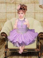 Ball Gown Halter Cute Lavender Little Girl Dress with Beading and Ruffles