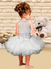 Ball Gown Halter Cute Lavender Little Girl Dress with Beading and Ruffles