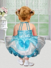 Ball Gown Halter Knee-length Little Girl Dress with Beading
