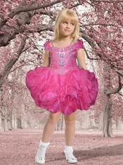 Ball Gown Hot Pink Off the Shoulder Mini-length Little Girl Dress