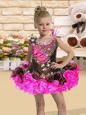 Ball Gown Scoop Mini-length Paillette Multi-color Little Girl Dress