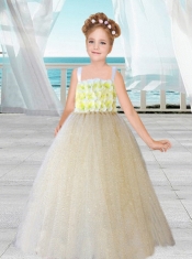 Ball Gown Spaghetti Straps Floor-length Little Girl  Dress in Champagne