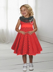 Beautiful A-Line Scoop Knee-length Orange Red Little Girl Dress