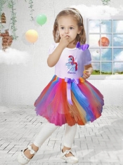 Beautiful A-Line Scoop Mini-length Little Girl Dress in Multi-color