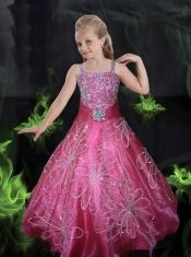 Beautiful A-Line Straps Floor-length Little Gril Pageant Dress in Teal