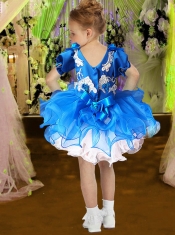 Beautiful Ball Gown Knee-length Royal Blue Little Girl Dress with Embroidery