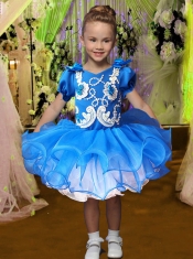 Beautiful Ball Gown Knee-length Royal Blue Little Girl Dress with Embroidery