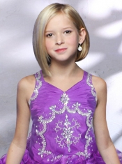 Beautiful Ball Gown One Shoulder Little Gril Pageant Dress with Beading