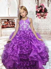 Beautiful Ball Gown One Shoulder Little Gril Pageant Dress with Beading