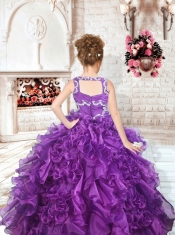 Beautiful Ball Gown One Shoulder Little Gril Pageant Dress with Beading