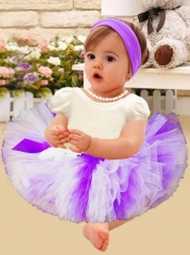Beautiful Ball Gown Scoop Mini-length Little Girl Dresses with Short Sleeves
