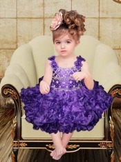Beautiful Ball Gown Straps Knee-length Little Girl Dress with Beading