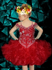 Beautiful Blue Off the Shoulder Beading and Ruffles Little Girl Dress for 2014