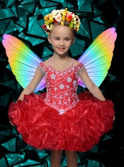 Beautiful Blue Off the Shoulder Beading and Ruffles Little Girl Dress for 2014