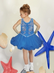 Beautiful Organza Scoop Mini-length Little Girl Dress with Zipper-up