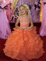 Beautiful Royal Blue Beading 2014 Little Gril Pageant Dress